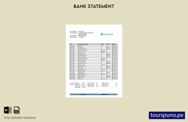 Plantilla de Excel de extracto bancario de la República de Barbados lista para i