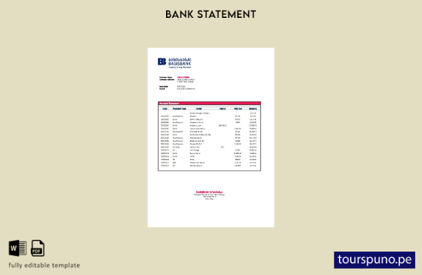 Plantilla de extracto de Georgia Basis Bank lista para imprimir