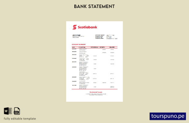 lista para imprimir plantilla de extracto bancario de Scotiabank de Canadá