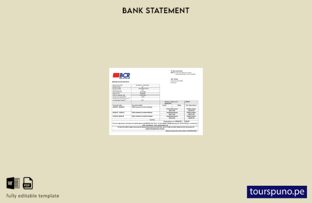listo para imprimir Costa Rica Plantilla de Word   extracto bancario del Banco d