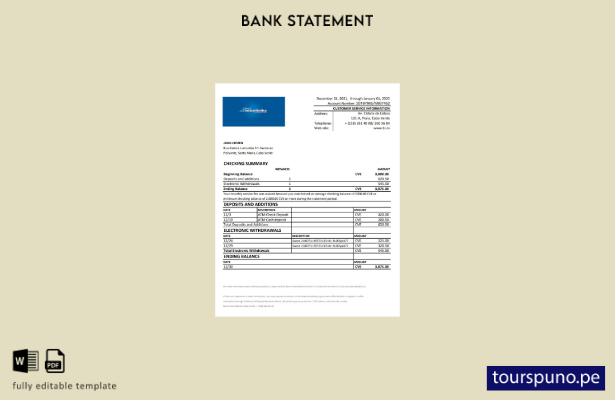 listo para imprimir Plantilla de Excel de extracto bancario de Cabo Verde Banc 1