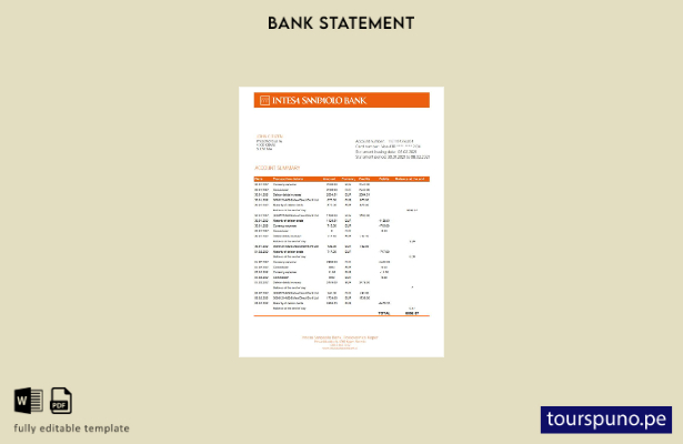 listo para imprimir Plantilla de Excel de extracto bancario de Eslovenia Intesa