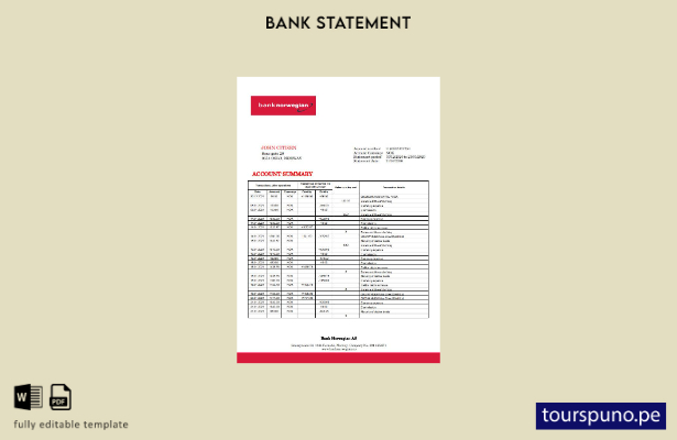 listo para imprimir Plantilla de Word   extracto bancario AS noruego del Banco d