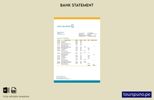 listo para imprimir Plantilla de Word   extracto bancario de Noruega Lustre Spar