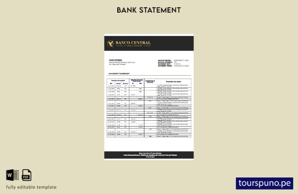 listo para imprimir Plantilla de Word   extracto bancario de Santo Tomé y Prínci