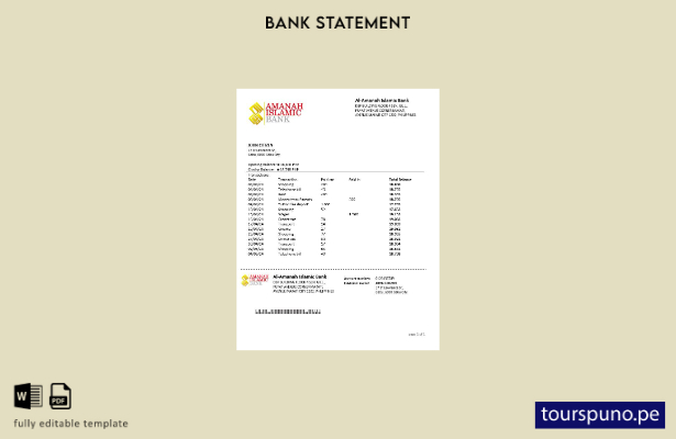 listo para imprimir Plantilla de Word   extracto del banco de inversión islámica