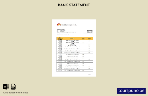 listo para imprimir Plantilla de versión de Excel del primer extracto bancario h