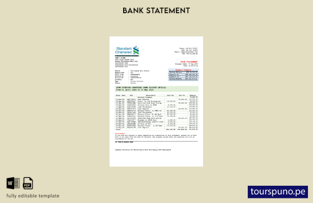 listo para imprimir Plantilla de versión en Word del extracto bancario de Indi 3