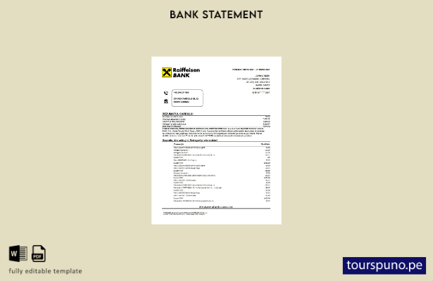 listo para imprimir Rumania Raiffeisen Bank en plantilla de Excel de extracto ba