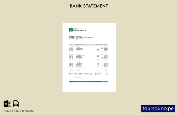 listo para imprimir el extracto bancario de Jordania, El Cairo, Ammán, en Excel.