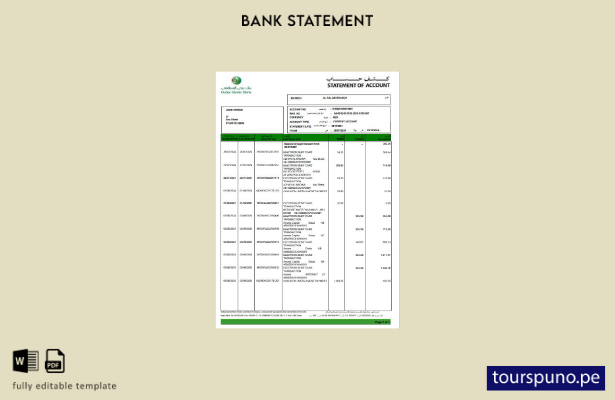 listo para imprimir extracto bancario islámico de Duabi de los Emiratos Árabes U