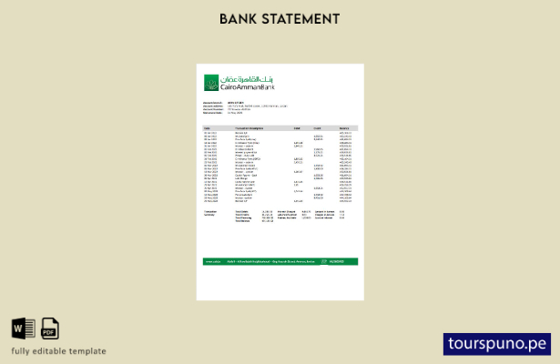 listo para imprimir la palabra del extracto bancario de Jordania, El Cairo, Ammá