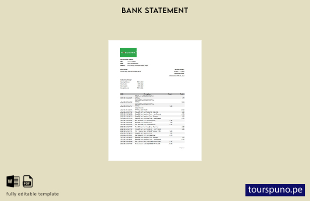 listo para imprimir la plantilla de Excel del extracto bancario de Nepal Nabil