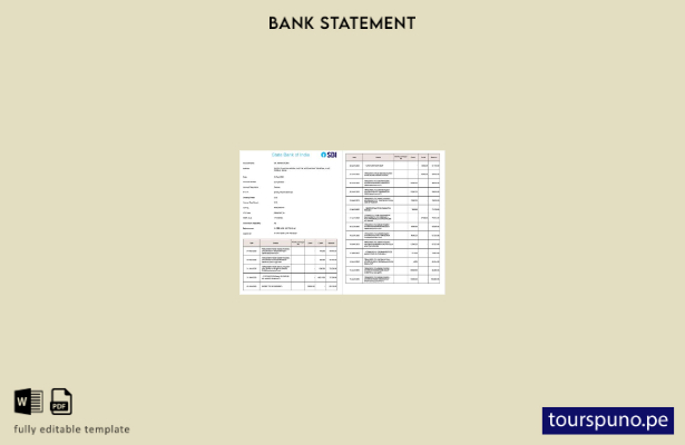 listo para imprimir páginas de Word del extracto de cuenta del Banco Estatal de