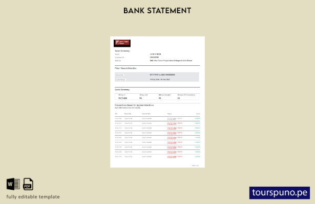 listo para imprimir páginas de palabras de extractos bancarios IDFC de India, pl