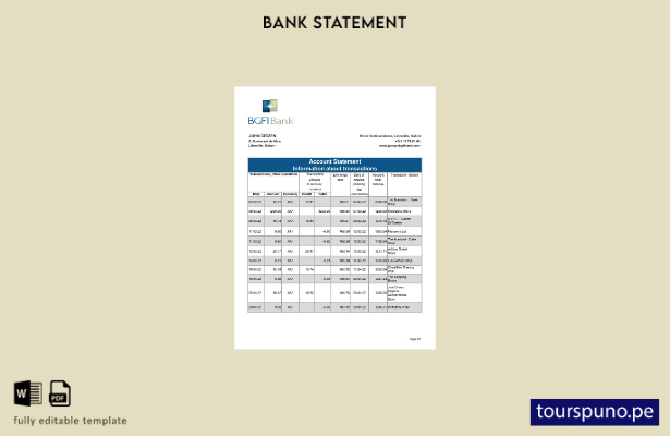 listo para imprimir plantilla de Excel de extracto bancario BGFI de Gabón