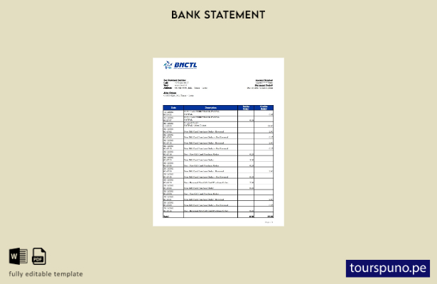 listo para imprimir plantilla de Excel de extracto bancario BNCTL de Timor Leste