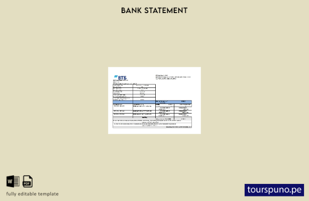 listo para imprimir plantilla de Excel de extracto bancario VTB de Rusia