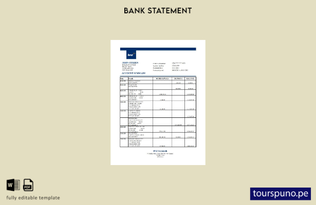 listo para imprimir plantilla de Excel de extracto bancario de BNZ Greymouth de