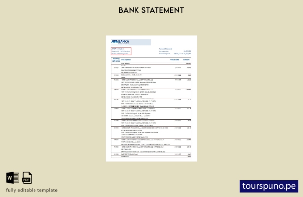 listo para imprimir plantilla de Excel de extracto bancario de Bosnia y Herzegov