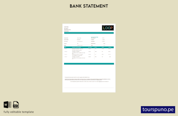 listo para imprimir plantilla de Excel de extracto bancario de Kenya Loop