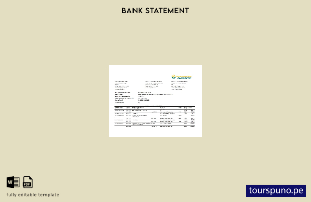 listo para imprimir plantilla de Excel de extracto bancario de Kirguistán Kirgiz