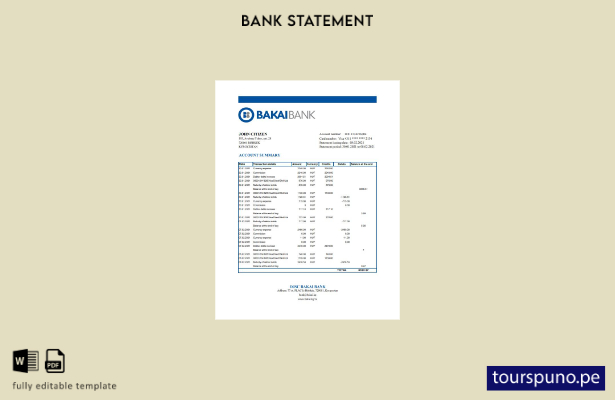 listo para imprimir plantilla de Excel de extracto bancario de Kirguistán OJSC B