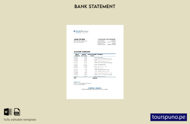 listo para imprimir plantilla de Excel de extracto bancario de Madagascar Acces