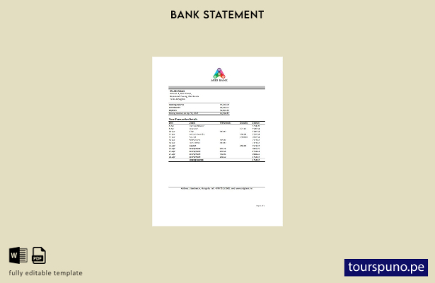 listo para imprimir plantilla de Excel de extracto bancario de Mongolia Arig