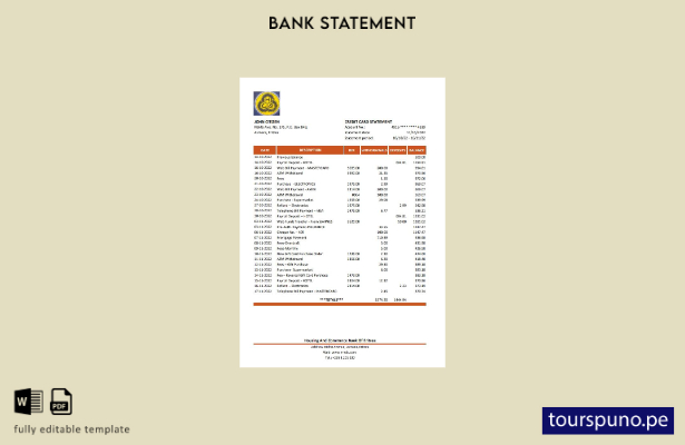listo para imprimir plantilla de Excel de extracto bancario de Vivienda y Comerc