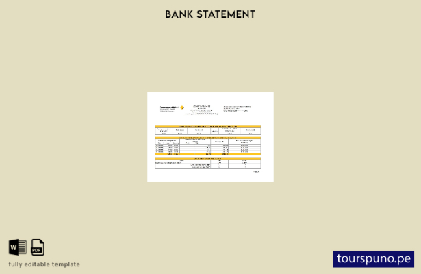 listo para imprimir plantilla de Excel de extracto bancario de cuenta de la Comm