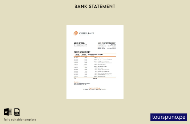 listo para imprimir plantilla de Excel de extracto bancario de la capital de Mac
