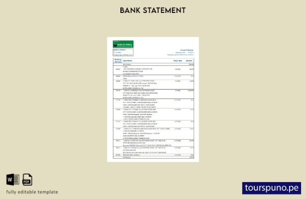 listo para imprimir plantilla de Excel de extracto bancario del Banco de Áfric 1