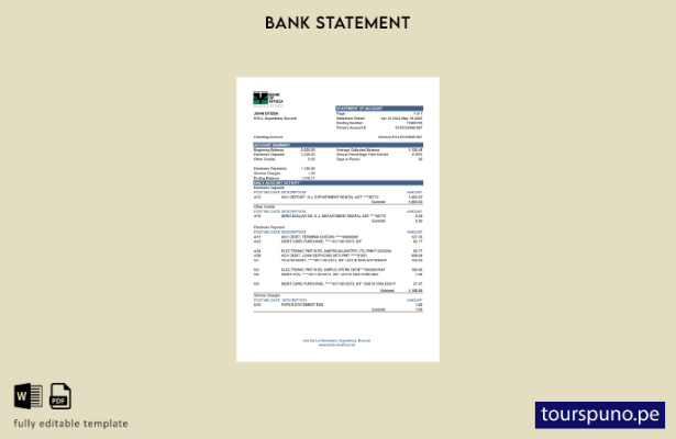 listo para imprimir plantilla de Excel de extracto bancario del Banco de Áfric 2