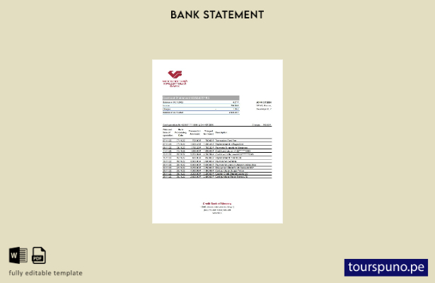listo para imprimir plantilla de Excel de extracto bancario del Banco de Crédi 2
