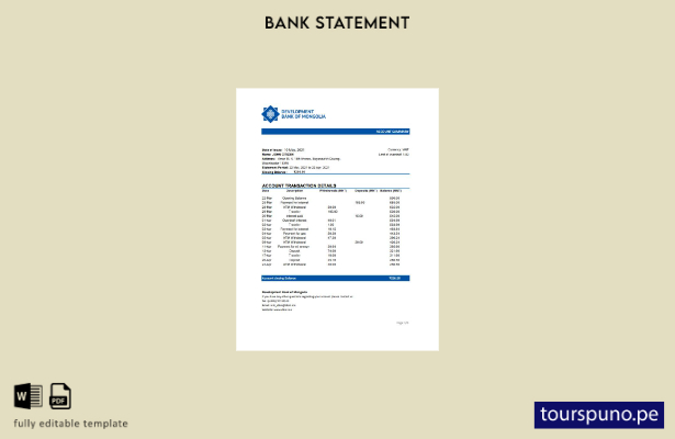 listo para imprimir plantilla de Excel de extracto bancario del Banco de Desar 1