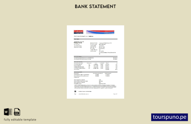listo para imprimir plantilla de Excel de extracto bancario del Primer Estado Co