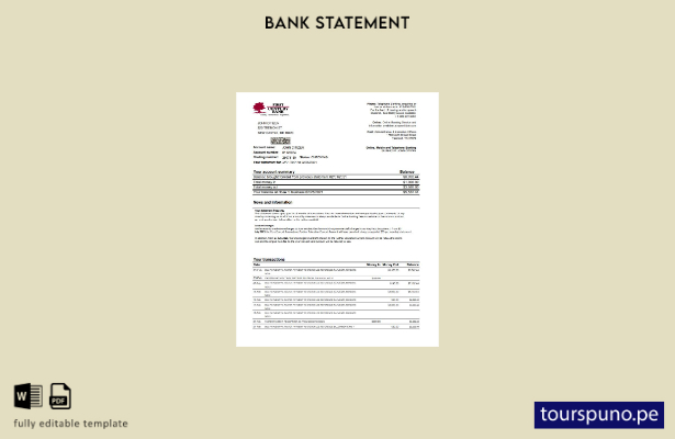listo para imprimir plantilla de Excel de extracto bancario del primer siglo de