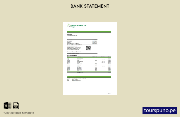 listo para imprimir plantilla de Excel de extracto bancario financiero de Togo