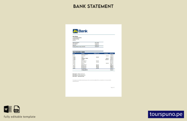 listo para imprimir plantilla de Excel de extracto bancario nacional de Jamaica