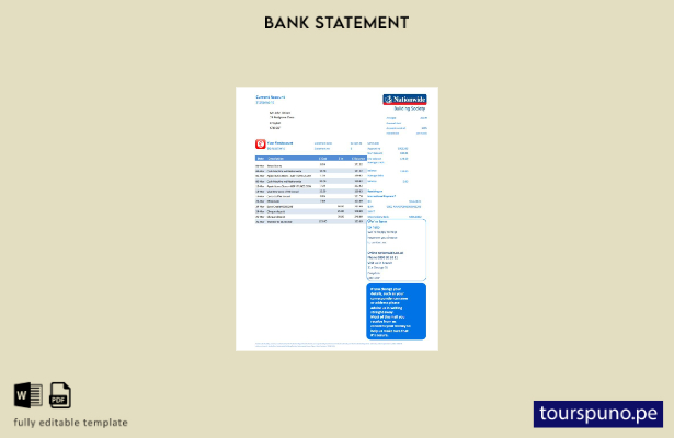 listo para imprimir plantilla de Excel de extracto bancario nacional del Reino U