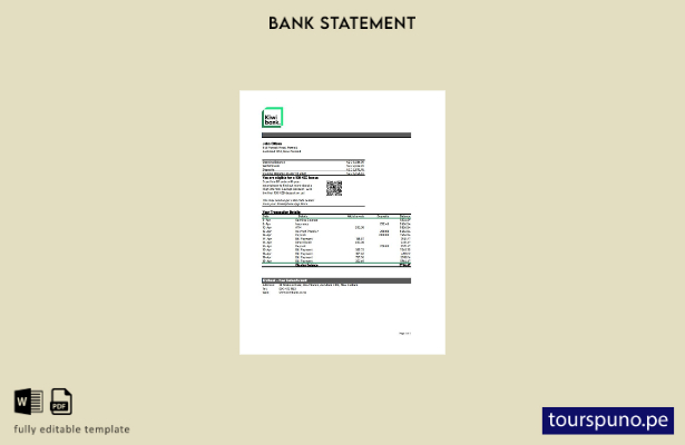 listo para imprimir plantilla de Excel del estado de cuenta Kiwibank de Nueva Ze