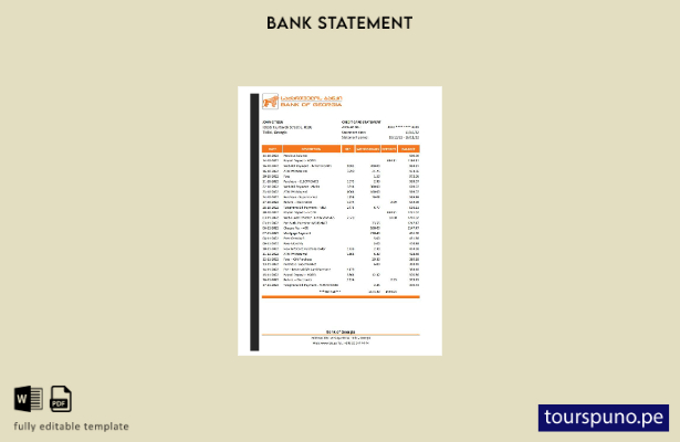 listo para imprimir plantilla de Excel del estado de cuenta del Georgia Bank of