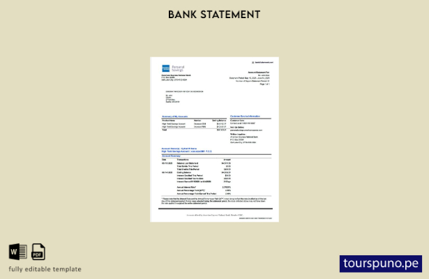 listo para imprimir plantilla de Word (estado de cuenta bancaria nacional de Ame