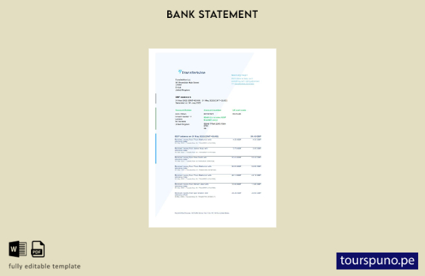 listo para imprimir plantilla de Word   declaración de finanzas de TransferWise