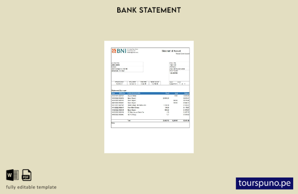 listo para imprimir plantilla de Word   estado de cuenta bancaria BNI de Texas d