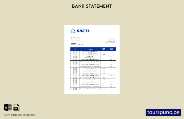 listo para imprimir plantilla de Word   extracto bancario BNCTL de Timor Leste