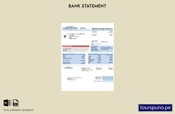 listo para imprimir plantilla de Word   extracto bancario de Carrington Mortgage