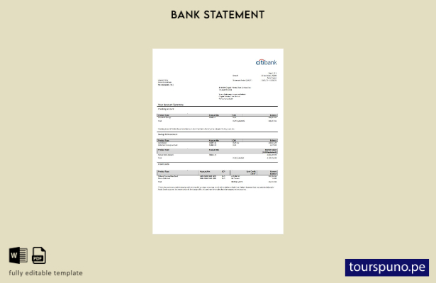 listo para imprimir plantilla de Word   extracto bancario de Citibank de Francia