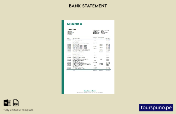 listo para imprimir plantilla de Word   extracto bancario de Eslovenia Abanka d.